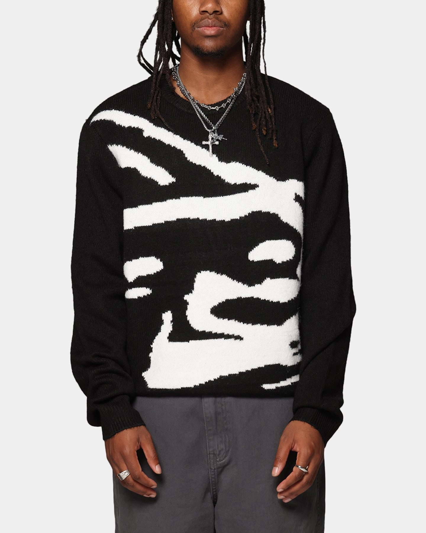 Ultra Soft Brushed Interior Thermoplastic Elastomer Trim X-Large Gorilla Knit Sweater Black