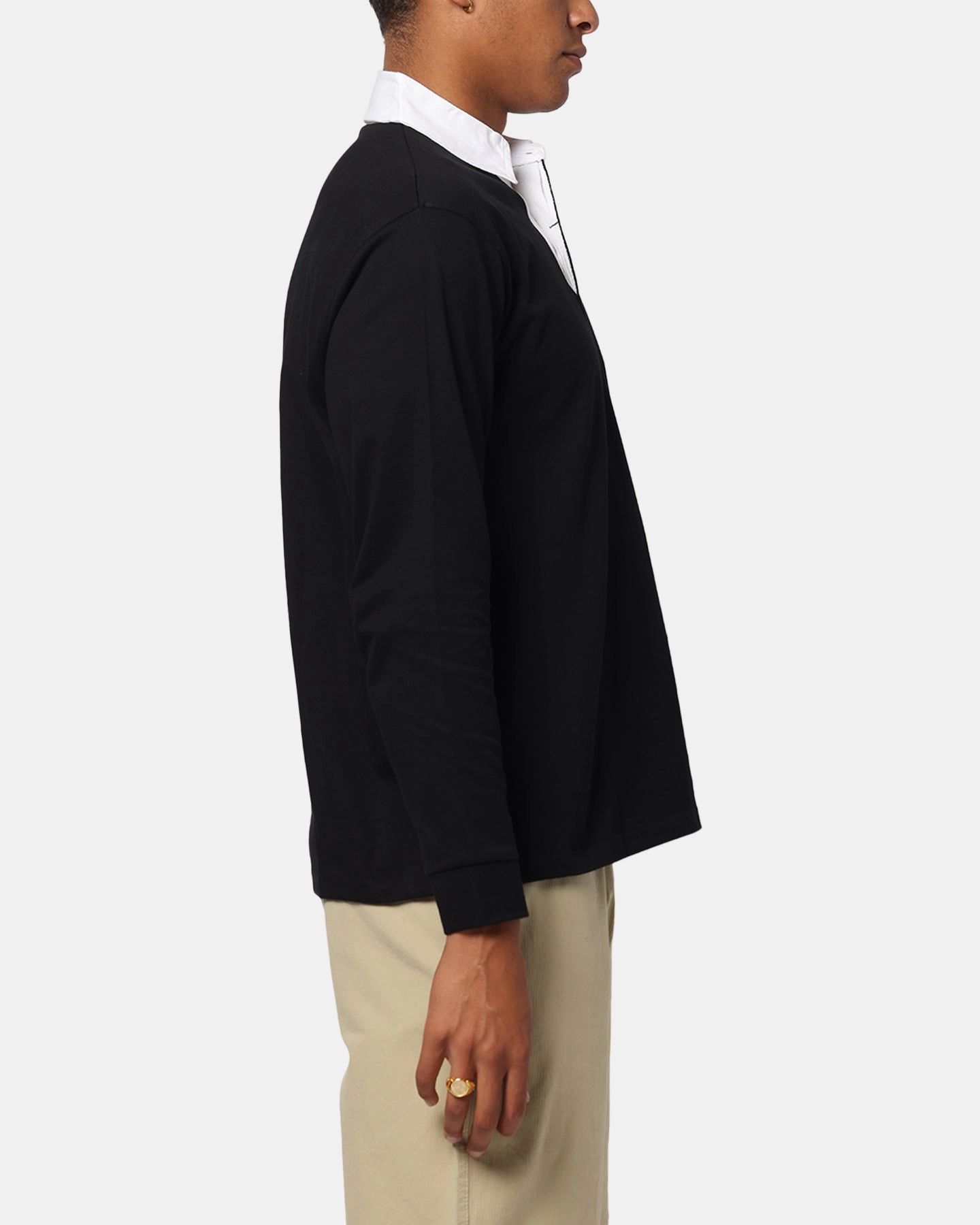 Contrast Trim Detail X-Large LA Shield Rugby Polo Shirt Black