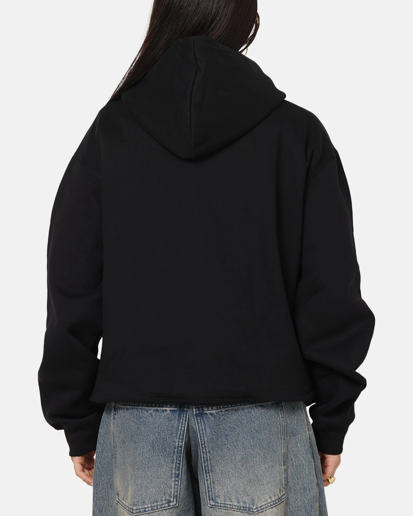 X-Large Mark Zip Through Hoodie Black Double Layered Cuffs FleeceBacking