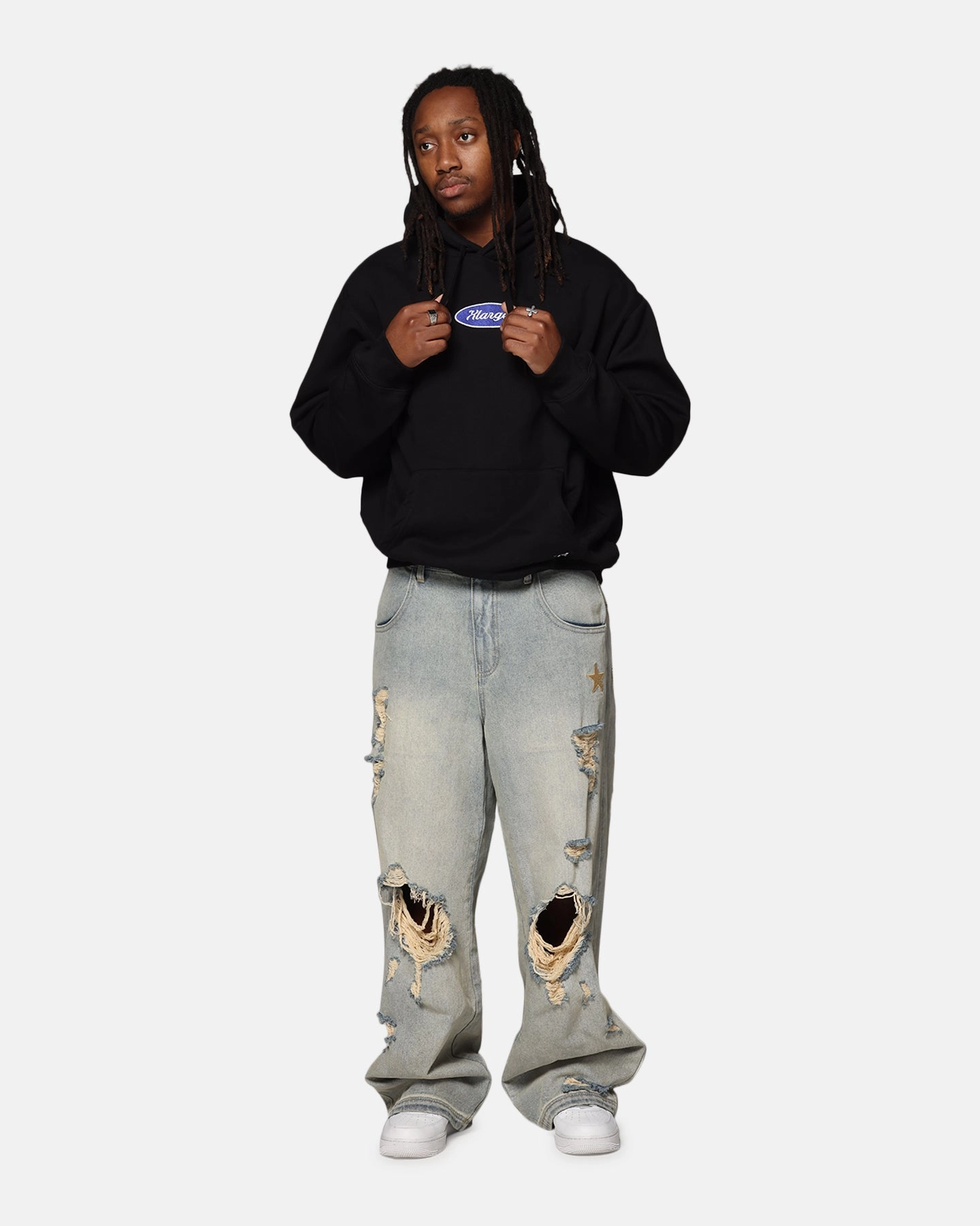 X-Large Oval Script Hoodie Black unloading