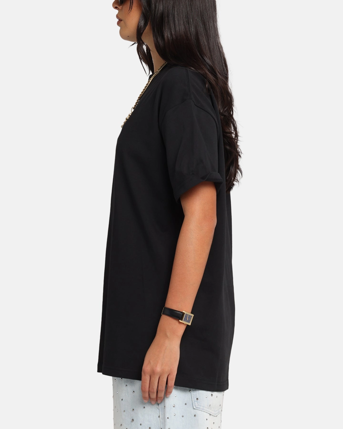 X-Large Oval Script T-Shirt Black Adaptable Chic Vibes