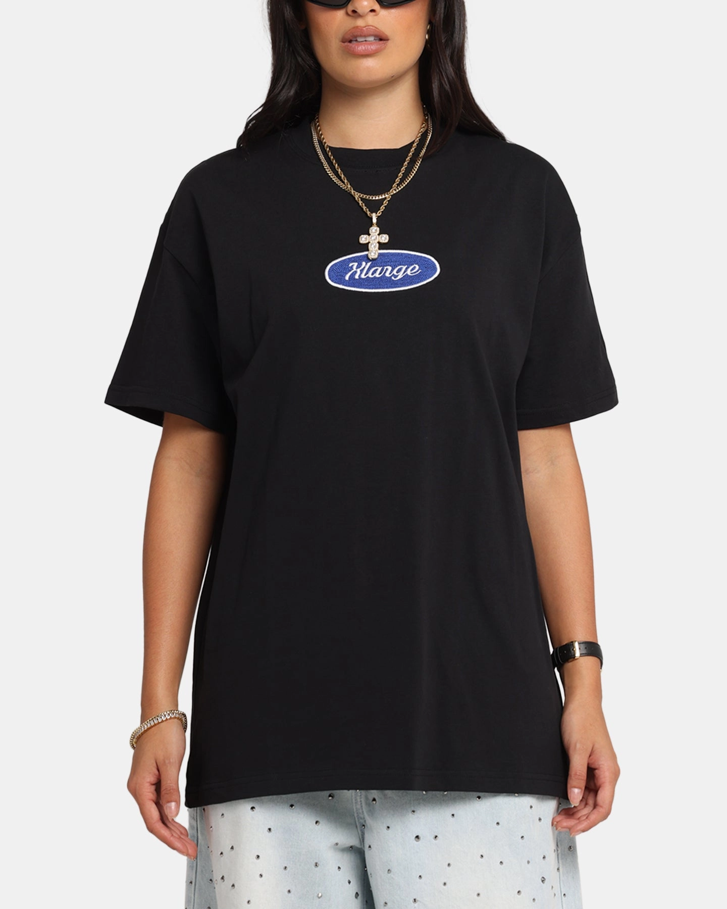 X-Large Oval Script T-Shirt Black Relaxed fit style