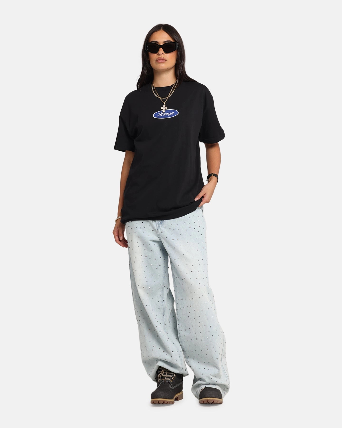 suitable for all genders Active Comfort Wear X-Large Oval Script T-Shirt Black