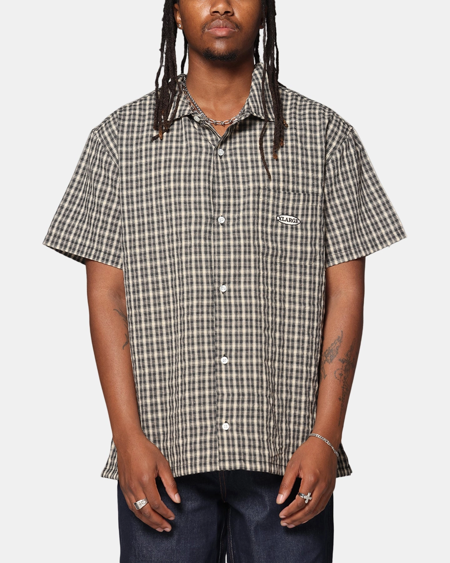 X-Large Oval Shirt Black Pure Cotton