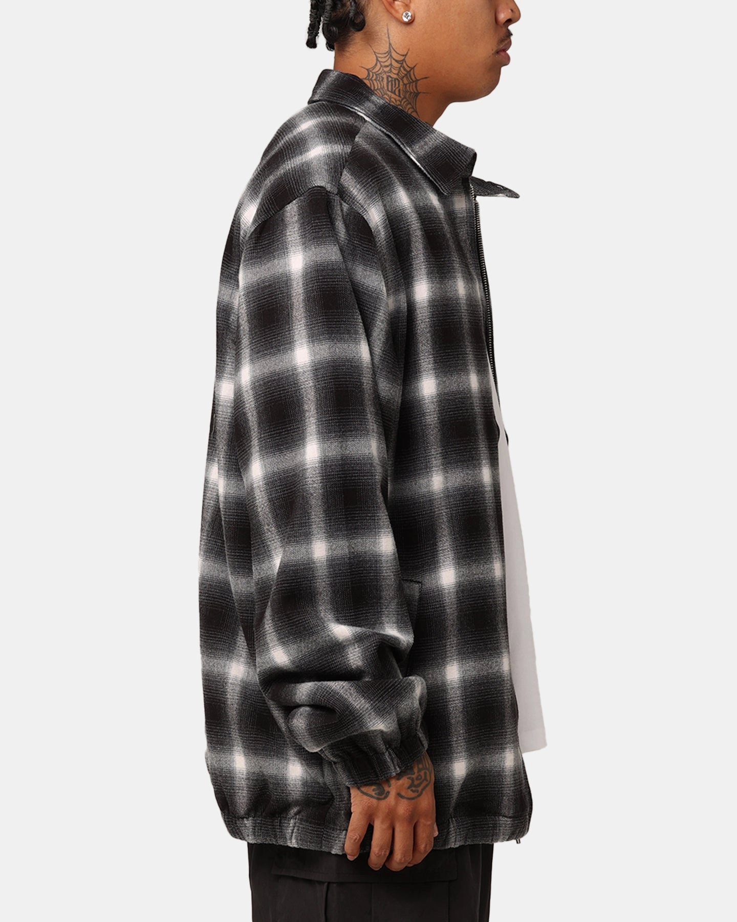Draw Chic X-Large Source Lined Zip Check Jacket Black