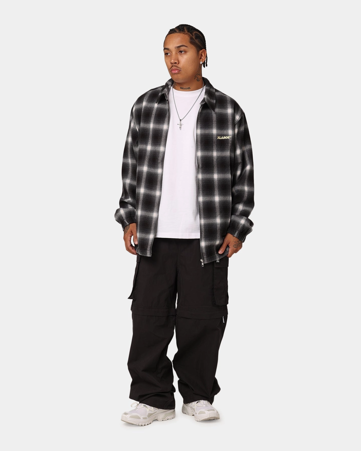 X-Large Source Lined Zip Check Jacket Black Slim Silhouette