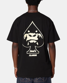 Chic Vibes Layered Sleeve Construction X-Large Spade T-Shirt Pigment Black