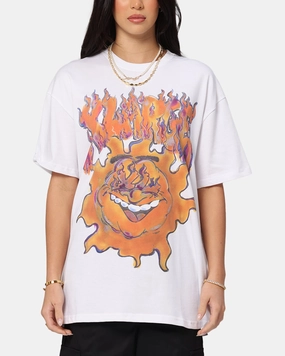 soft look X-Large XL Burning T-Shirt Solid White