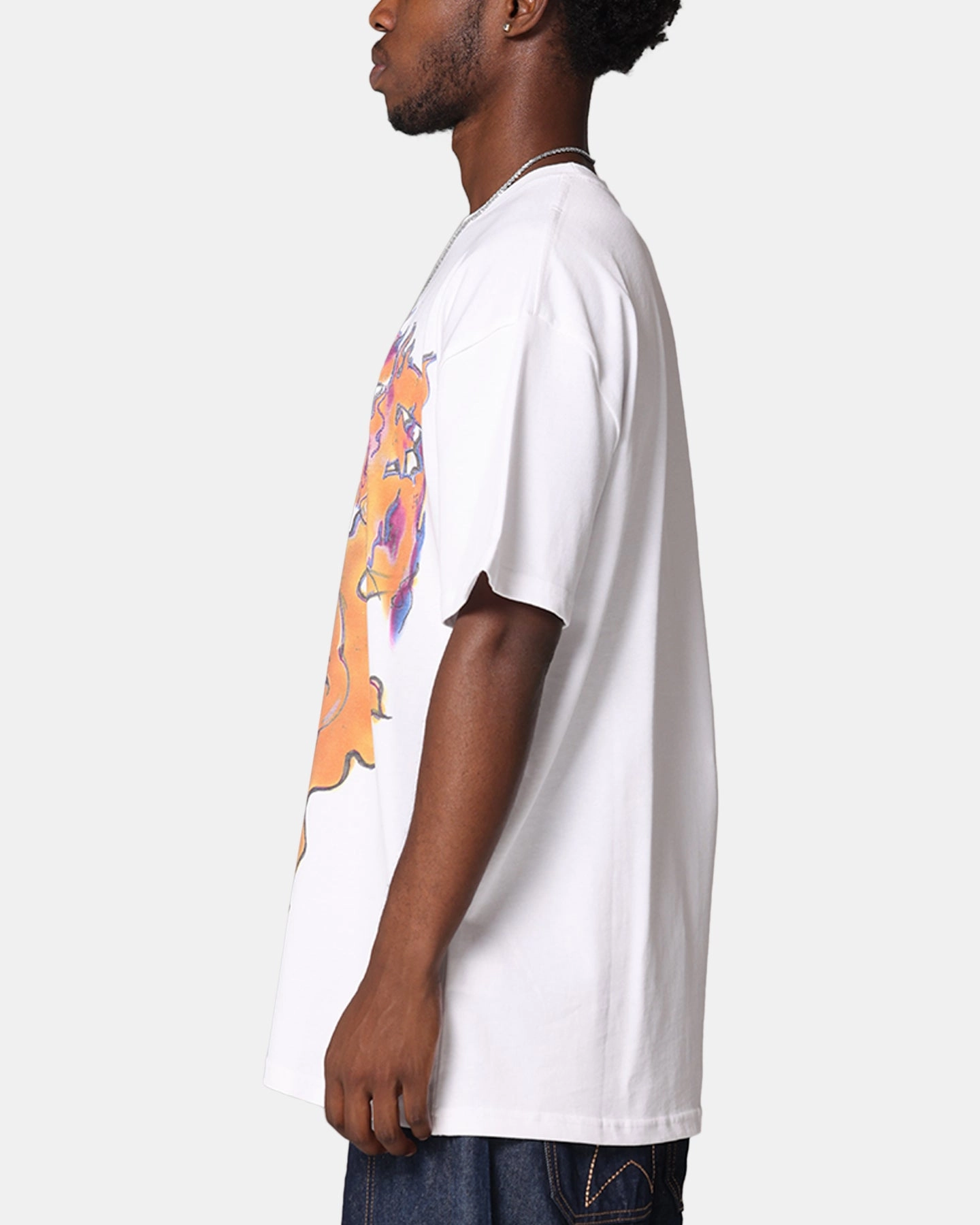 casual top X-Large XL Burning T-Shirt Solid White