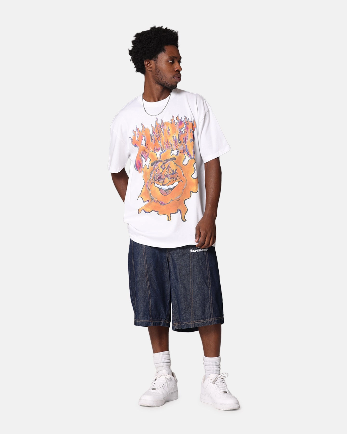 X-Large XL Burning T-Shirt Solid White budget-friendly Adult Wear