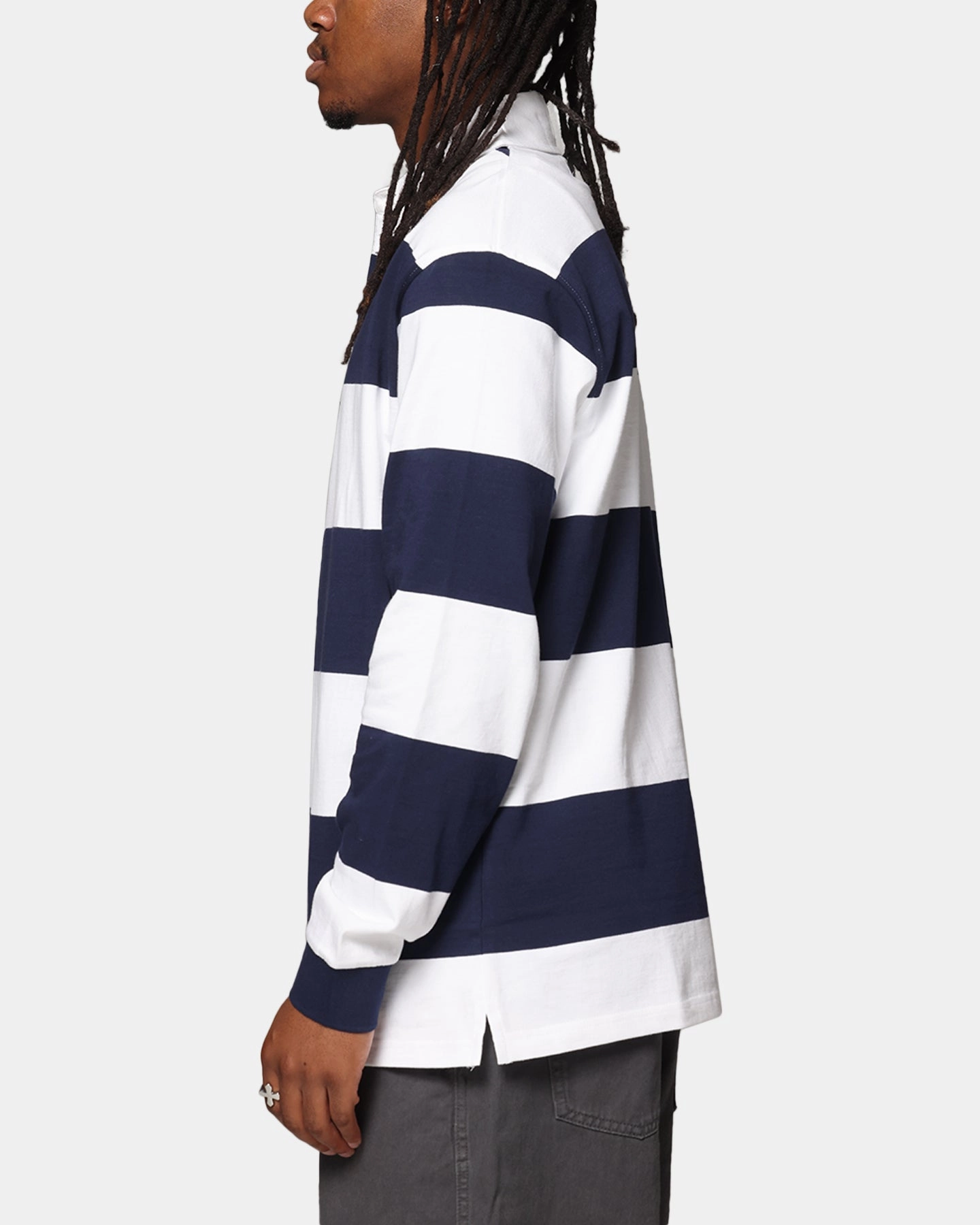 X-Large XL Stripe Rugby Jersey Navy Reinforced Stitching