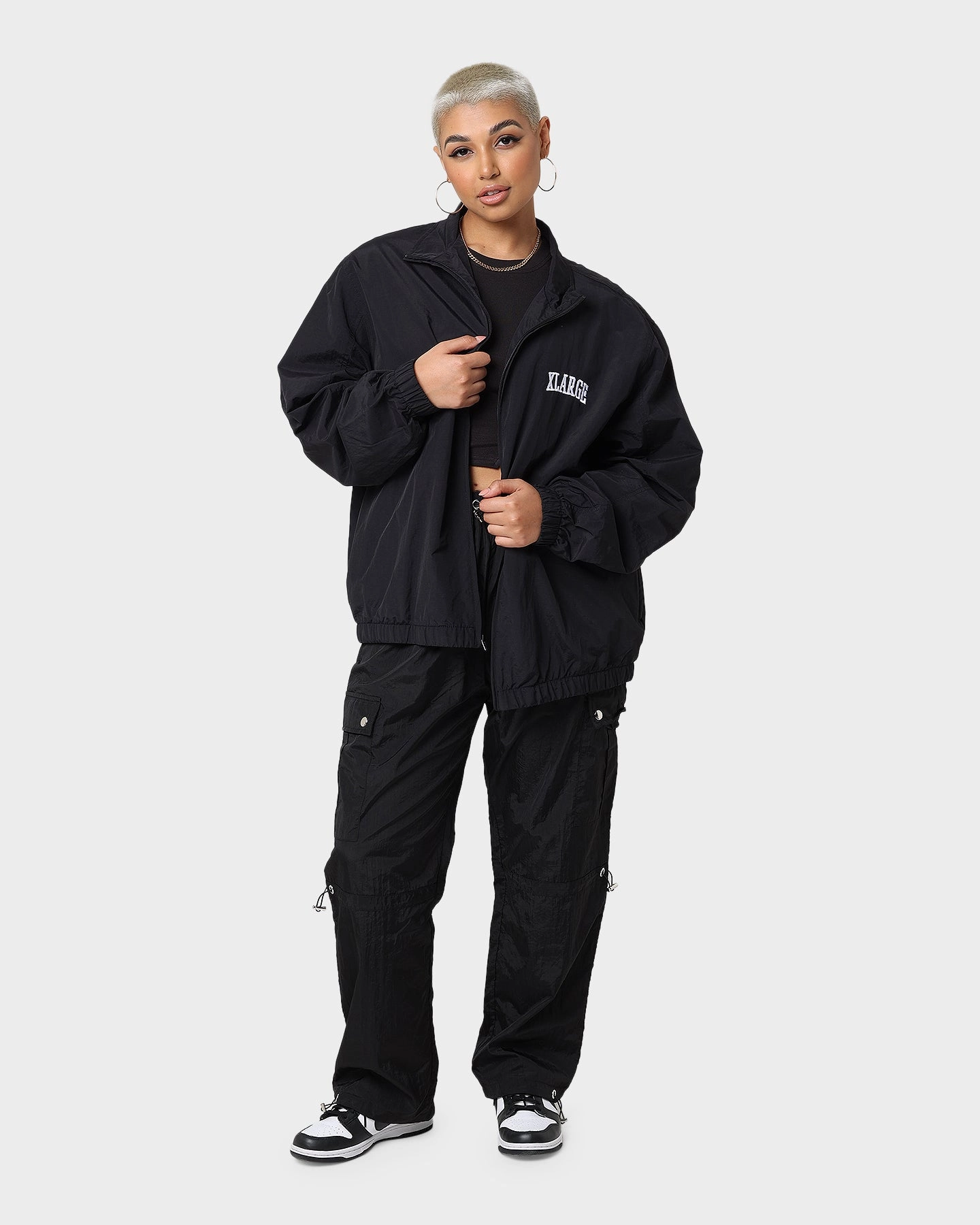 Plus Size Connect XLARGE Arched Track Jacket Black