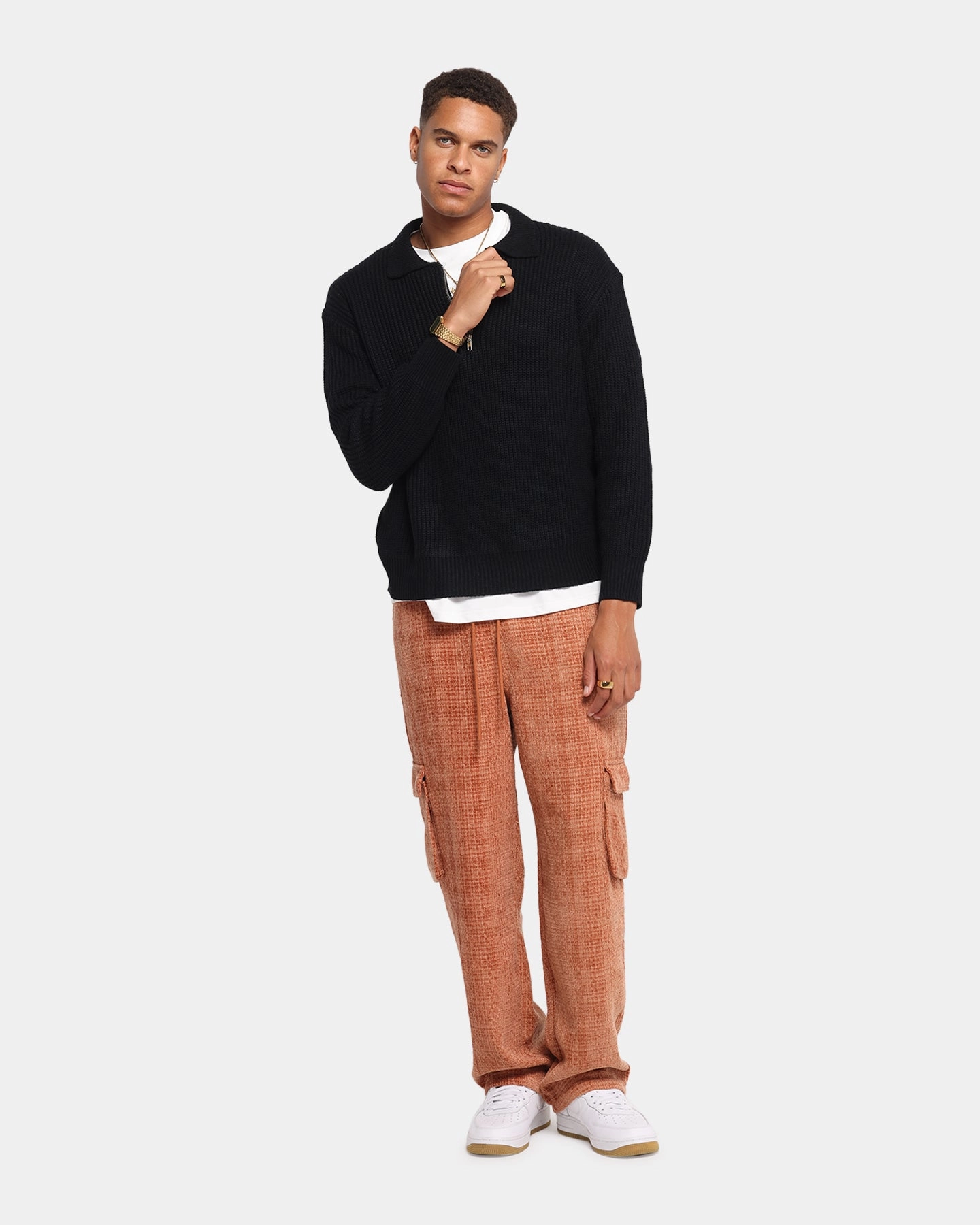 XXIII 3/4 Zip College Jumper Black Tailored Cut