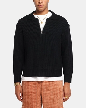 Laser Cut Airflow Vents XXIII 3/4 Zip College Jumper Black