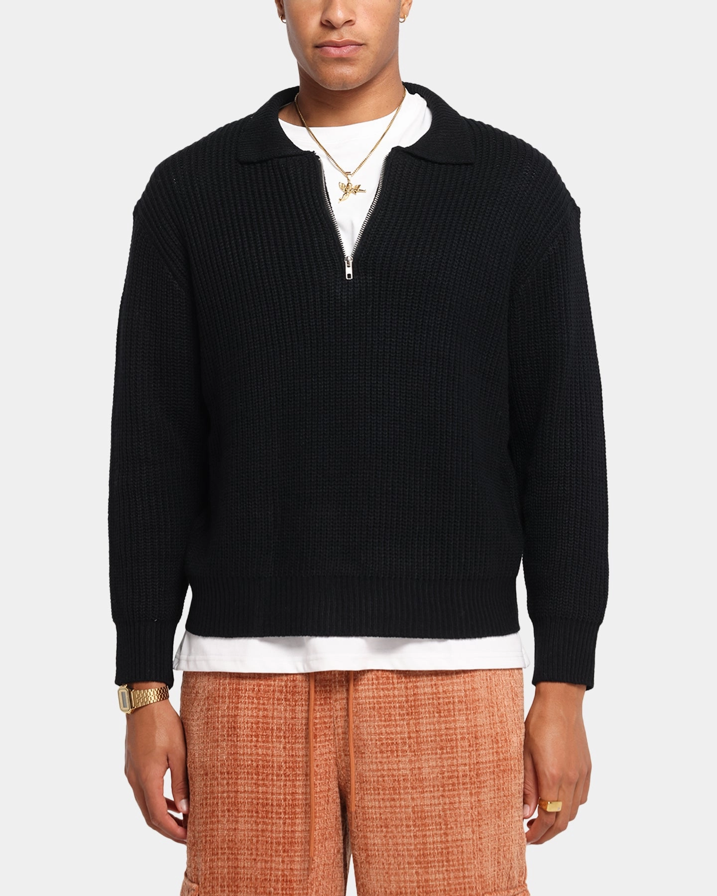 Laser Cut Airflow Vents XXIII 3/4 Zip College Jumper Black
