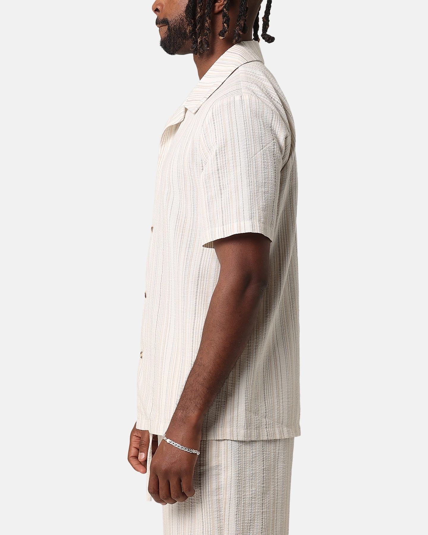 Smooth Zipper Design XXIII Alejandro Button Up Shirt Cream/Tan