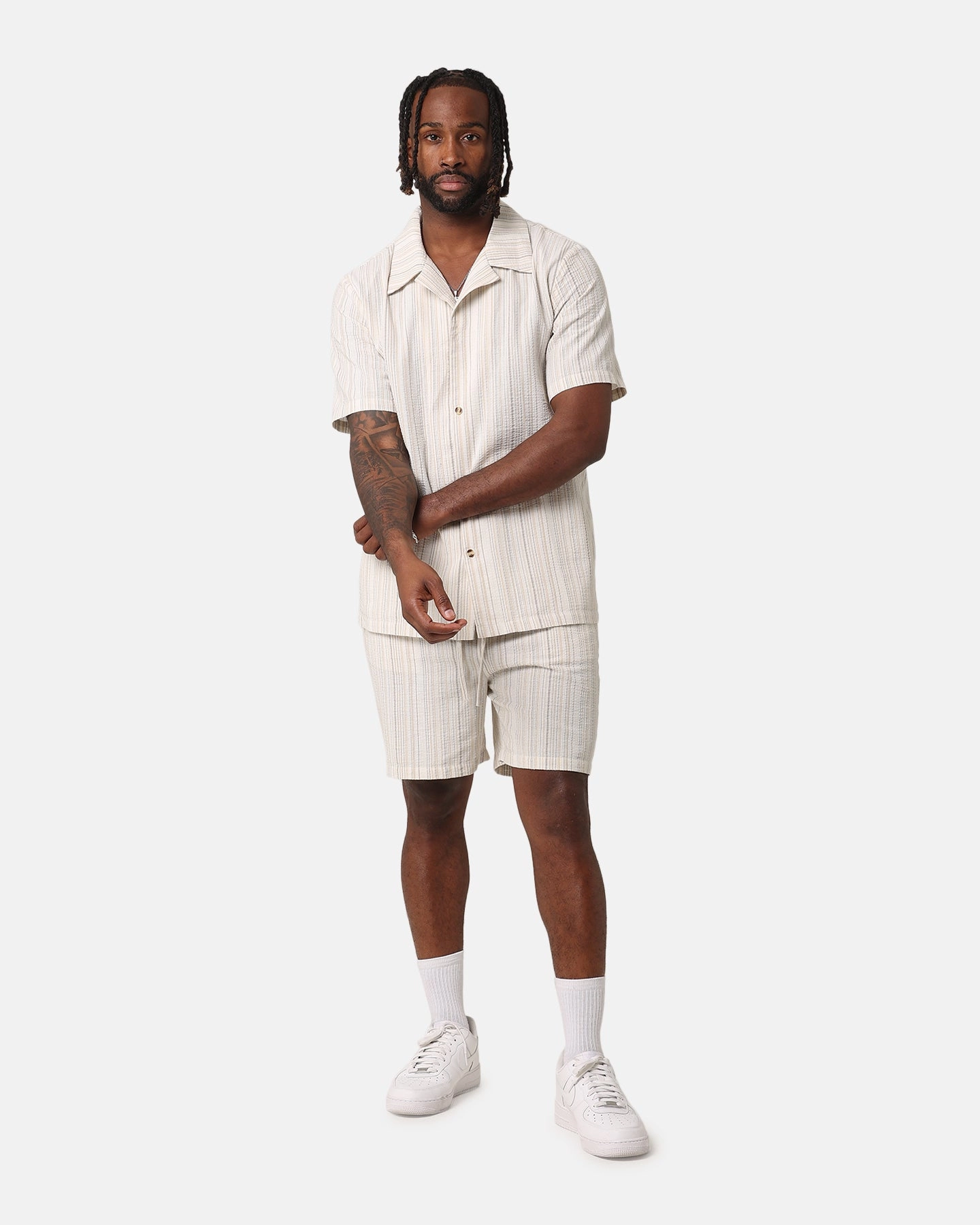 XXIII Alejandro Button Up Shirt Cream/Tan Urban Fashion
