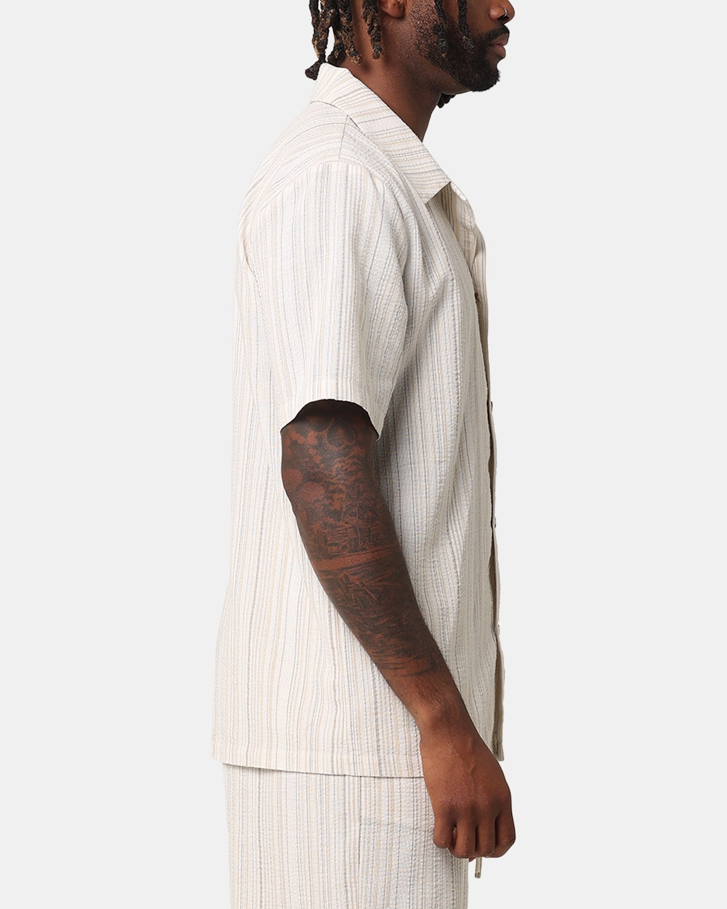 XXIII Alejandro Button Up Shirt Cream/Tan Premium Pima Cotton Durable Button Closures