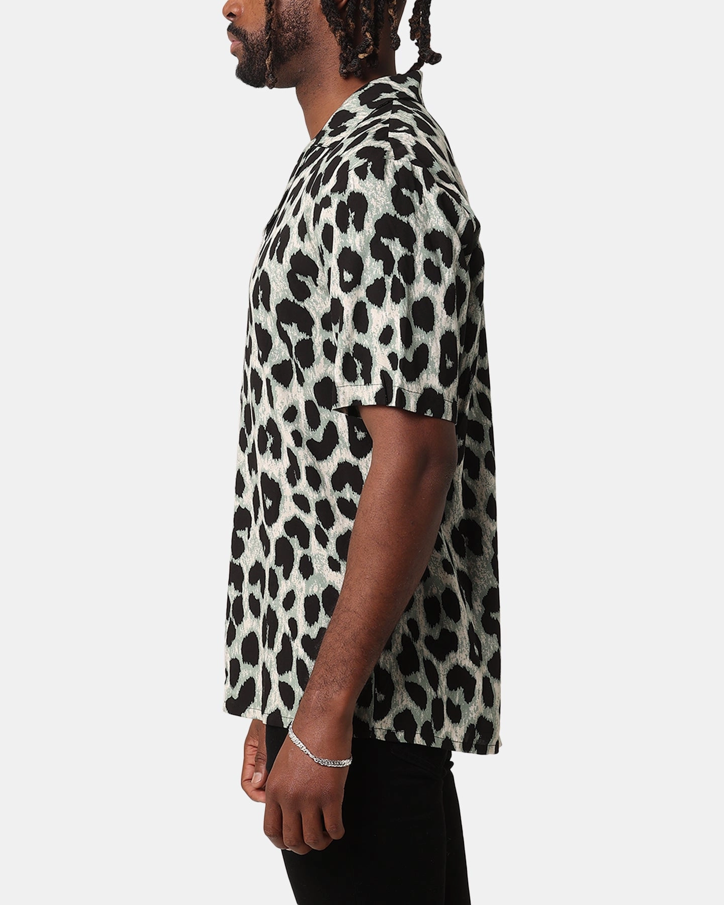 XXIII Animal Button Up Shirt Green Solid Hue