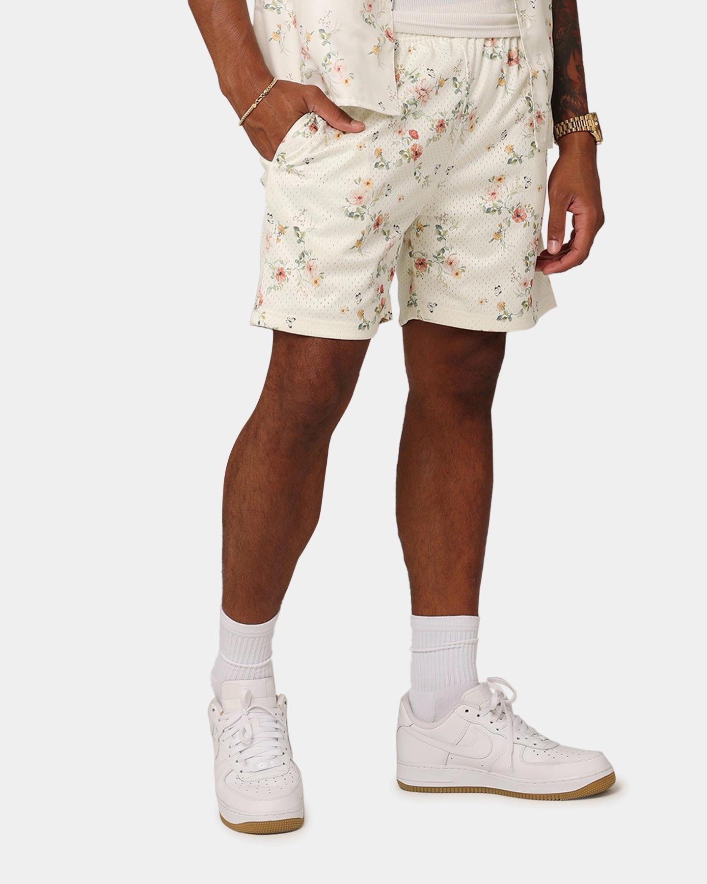 XXIII Anthony Mesh Shorts Cream/Red/White WaterResistantFinish One-of-a-kind
