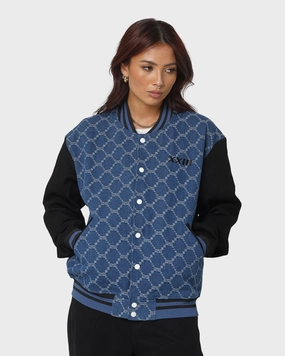 Rain Shield XXIII Athy Denim Baseball Jacket Blue/White