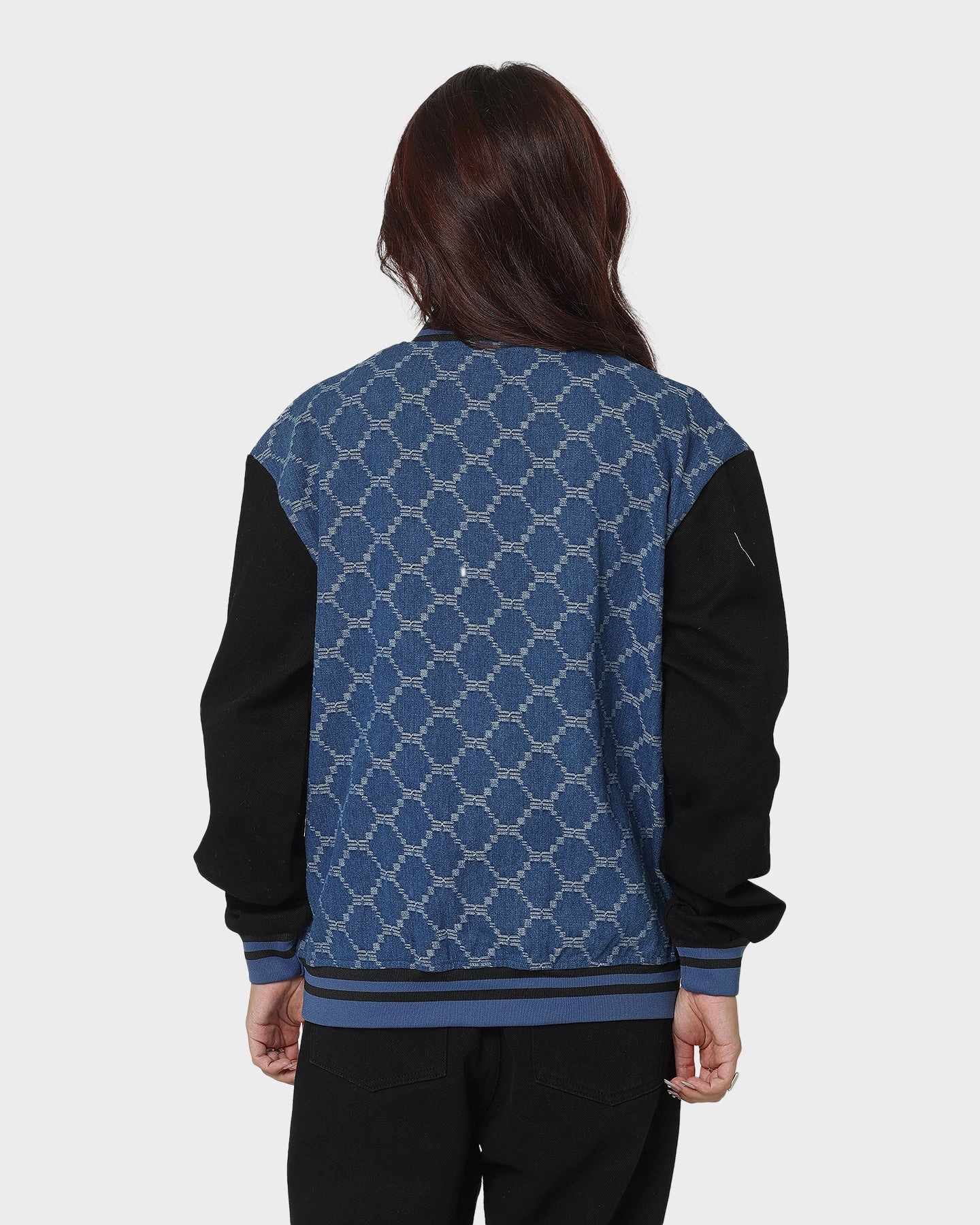 Breathable Lining Hiking Jacket XXIII Athy Denim Baseball Jacket Blue/White
