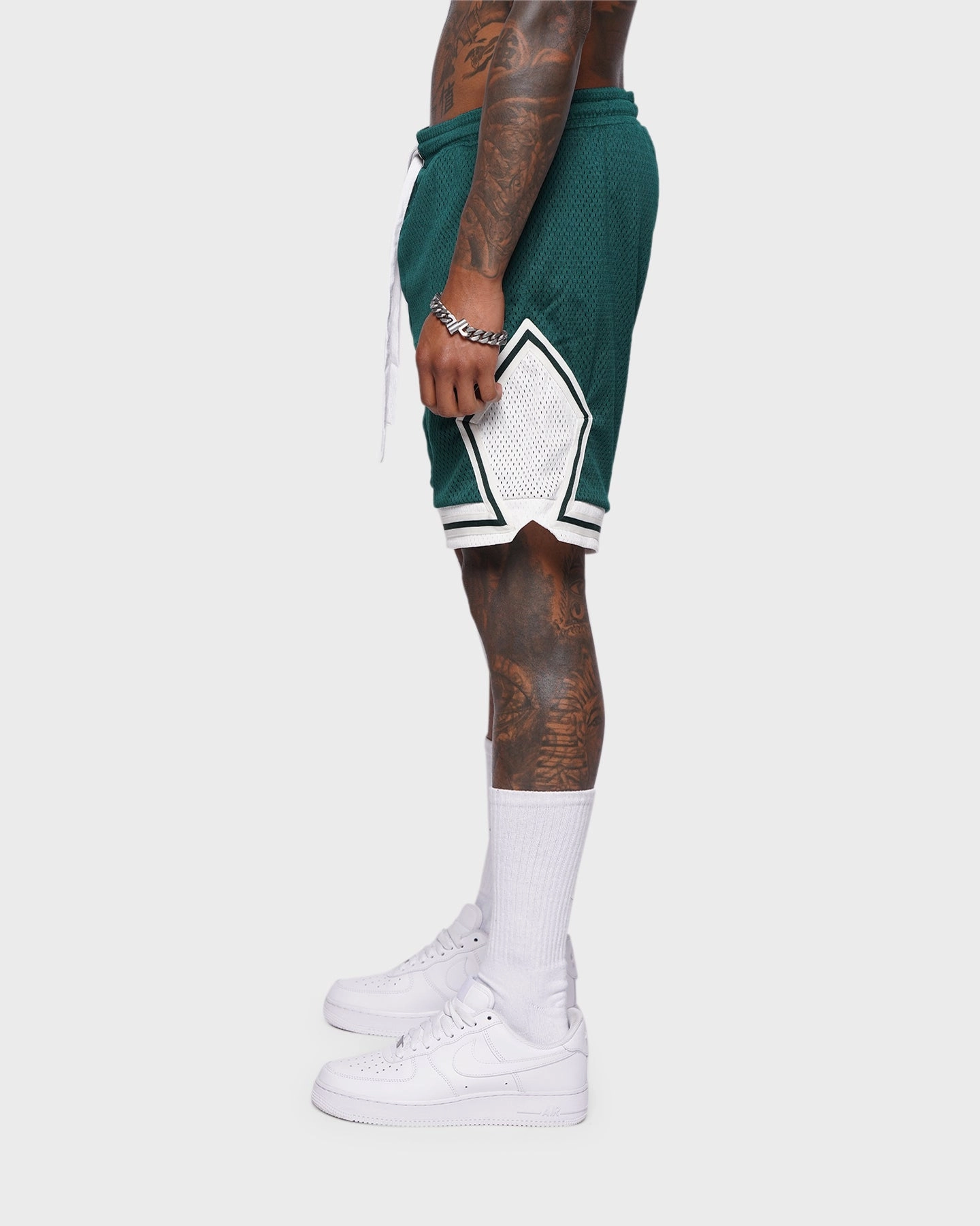 XXIII Auden Basketball Shorts Forest ethical fashion Layered Cuff Design