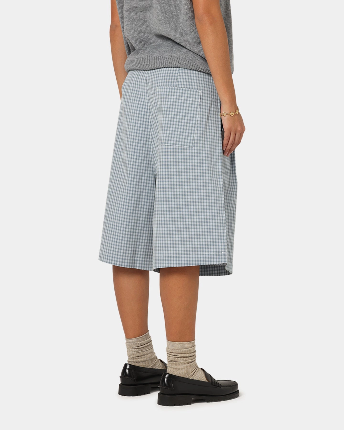 HighBackRise ReinforcedStressPoints XXIII Baggy Pleated Shorts Blue Check
