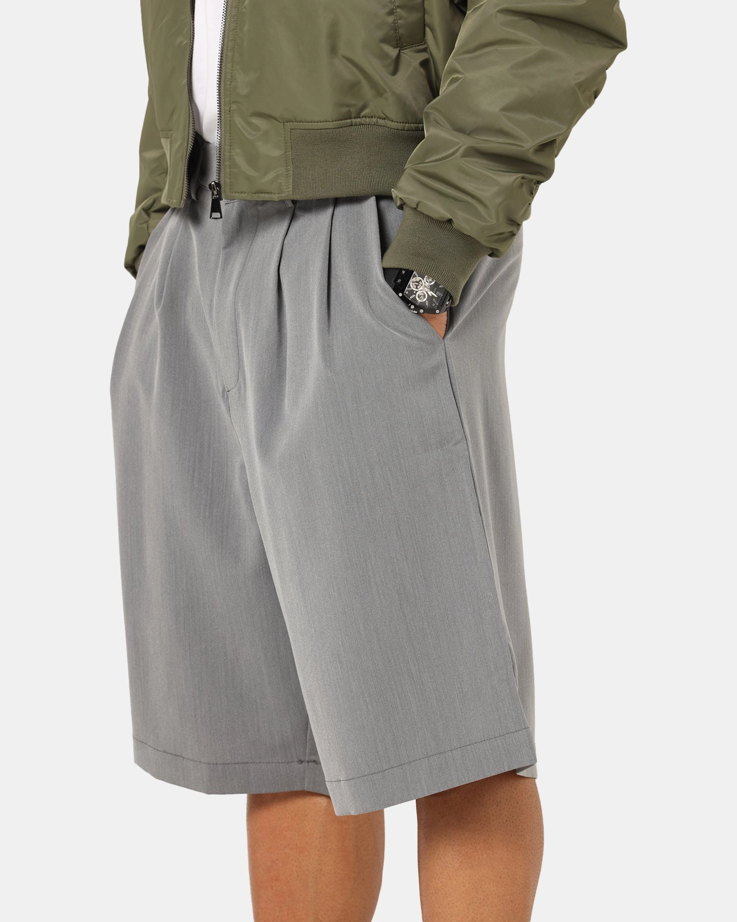 XXIII Baggy Pleated Shorts Grey creative industry Classic Vibe