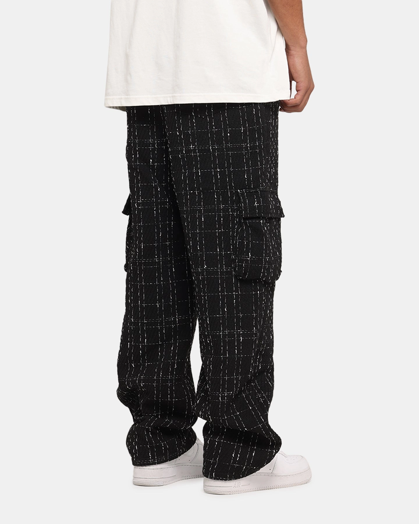 XXIII Boucle Tweed Cargo Pants Black Low Maintenance