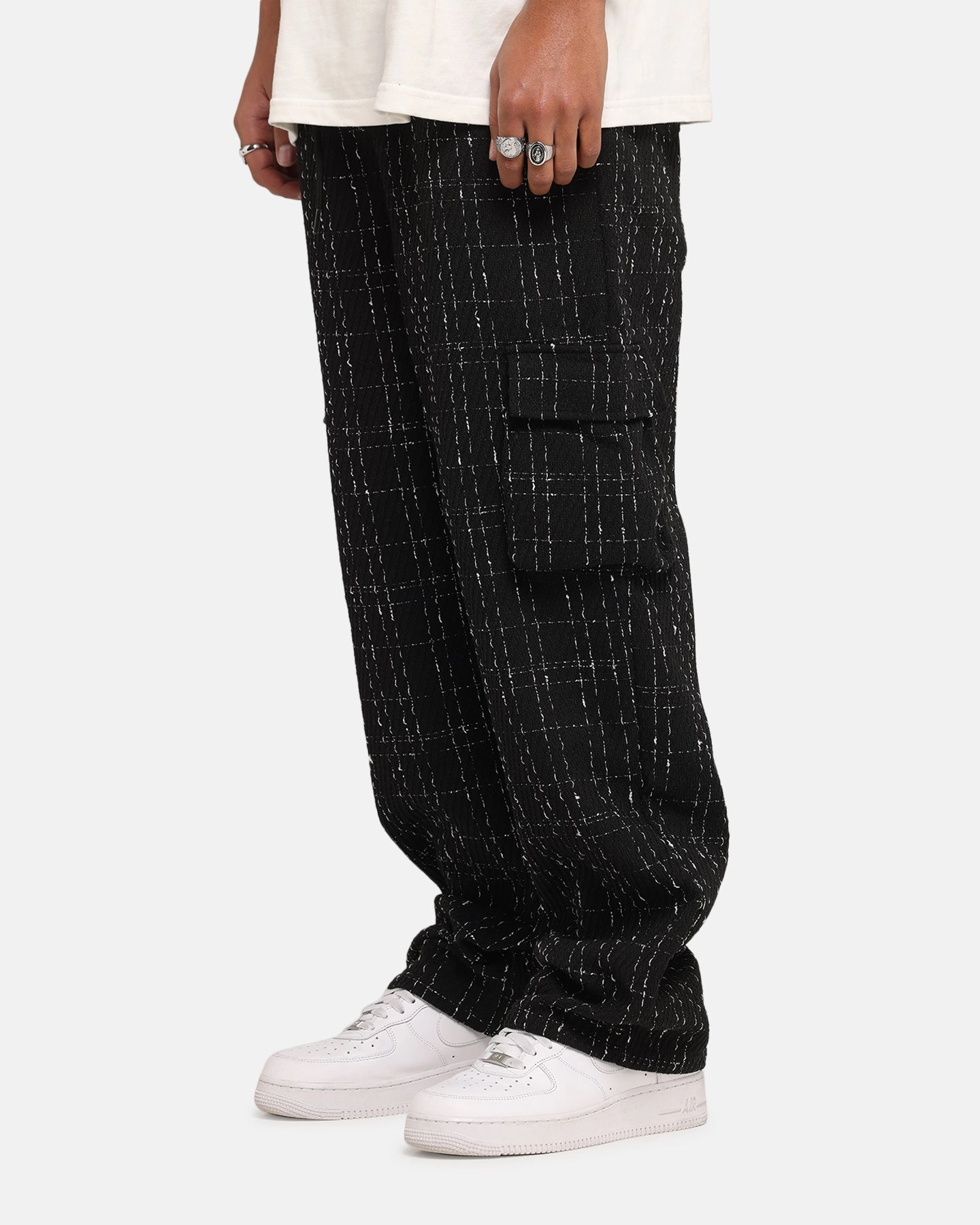 Relaxed Design Wear XXIII Boucle Tweed Cargo Pants Black
