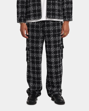 XXIII Boucle Tweed Cargo Pants Black/White Anti Cling Finish