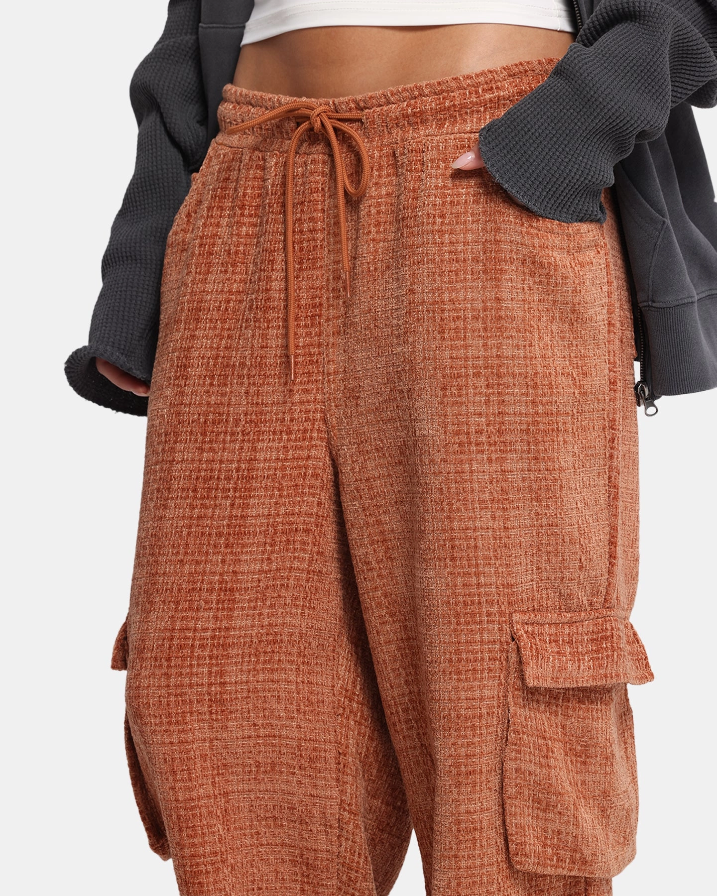 Comfort Fit XXIII Boucle Tweed Cargo Pants Rust