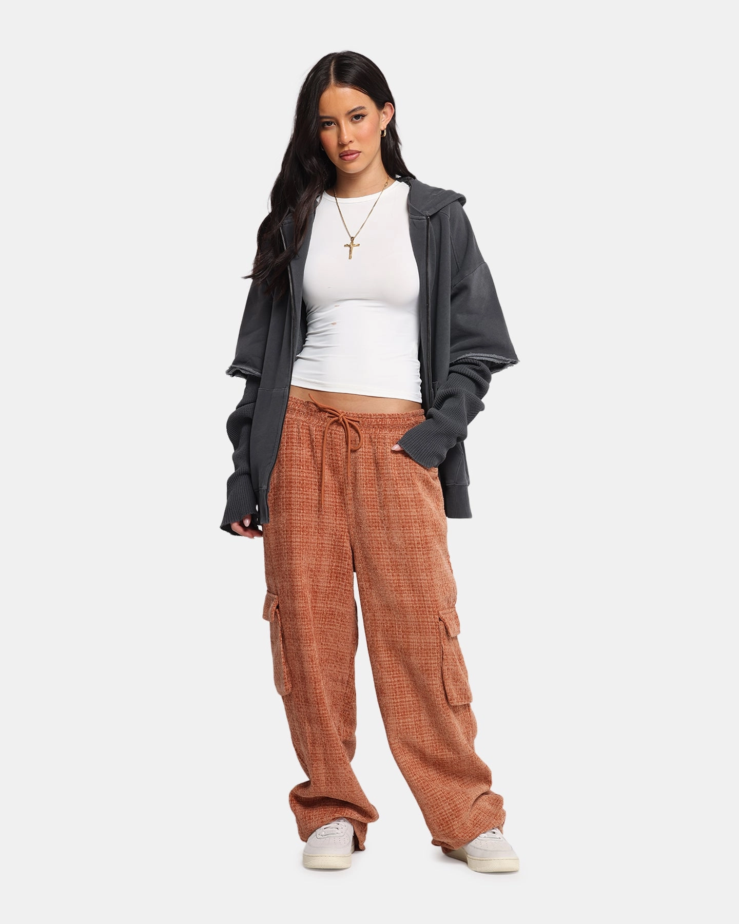 Essential Fit XXIII Boucle Tweed Cargo Pants Rust
