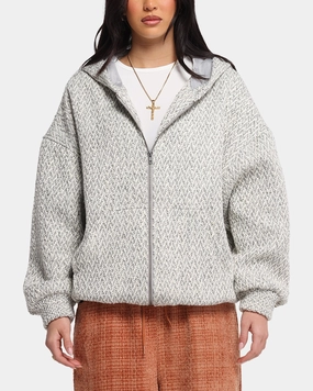 Everyday Use Cool Weather Layer XXIII Boucle Tweed Zip Hoodie Grey Marle