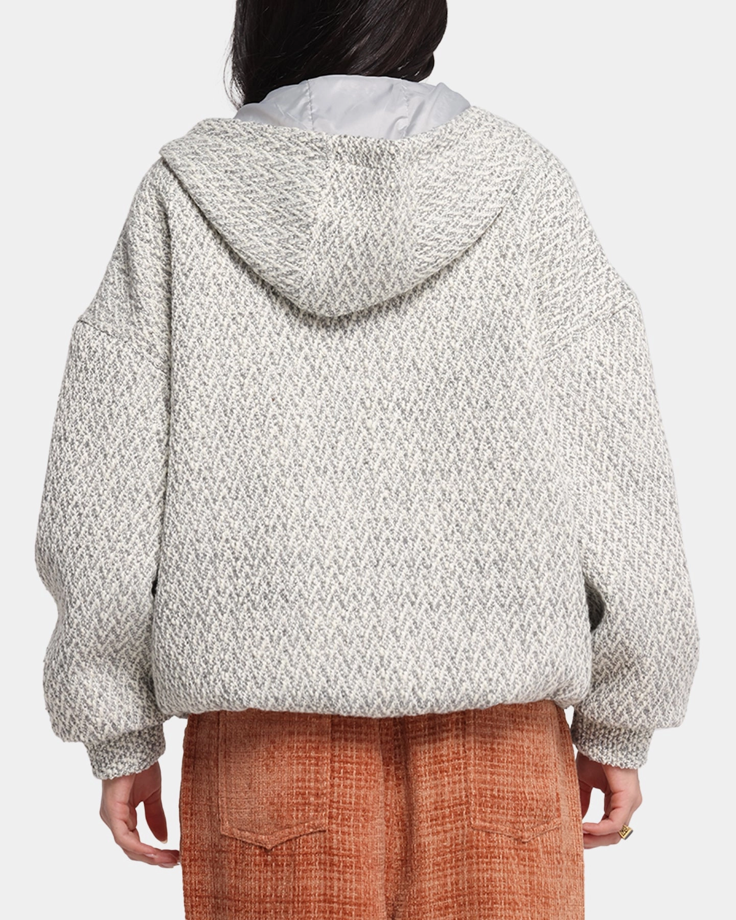 XXIII Boucle Tweed Zip Hoodie Grey Marle Modern Tailoring Job