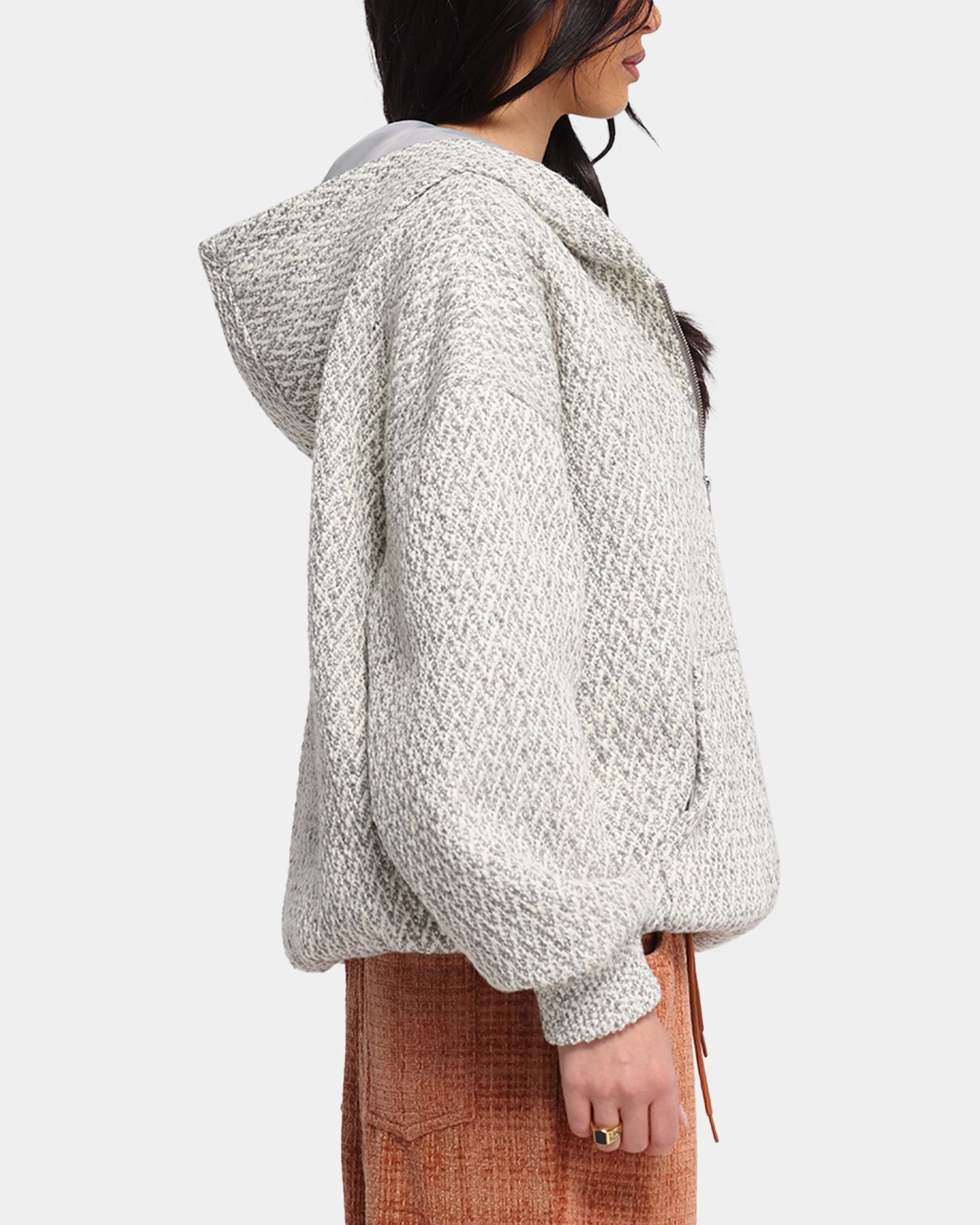 Recommend challenge XXIII Boucle Tweed Zip Hoodie Grey Marle