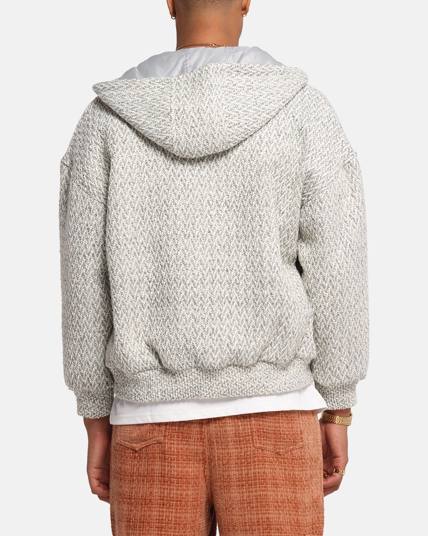 XXIII Boucle Tweed Zip Hoodie Grey Marle Comfortable layering piece