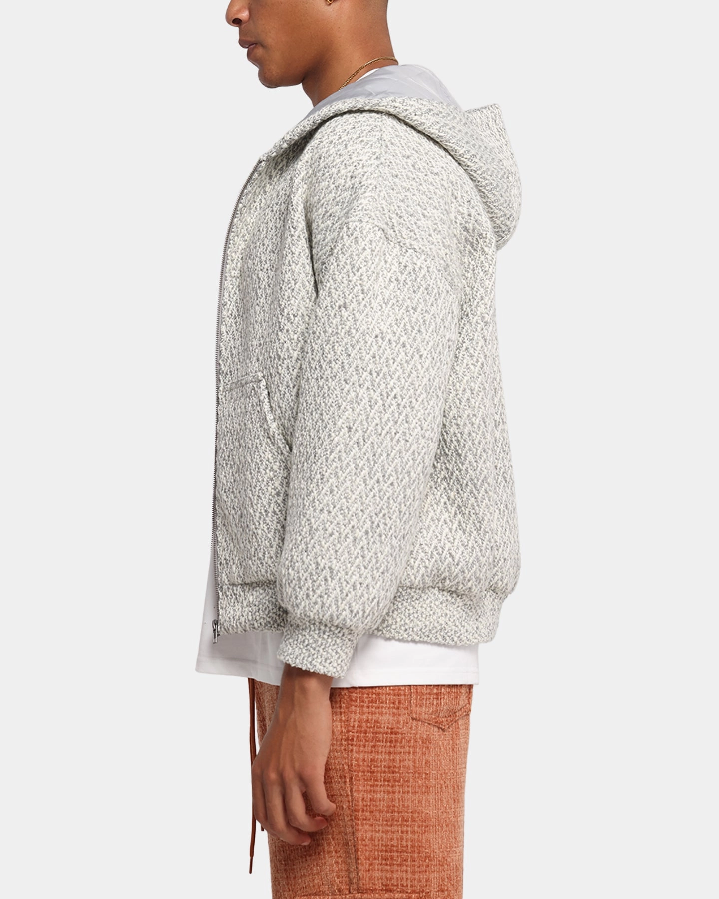 XXIII Boucle Tweed Zip Hoodie Grey Marle non - magnetic