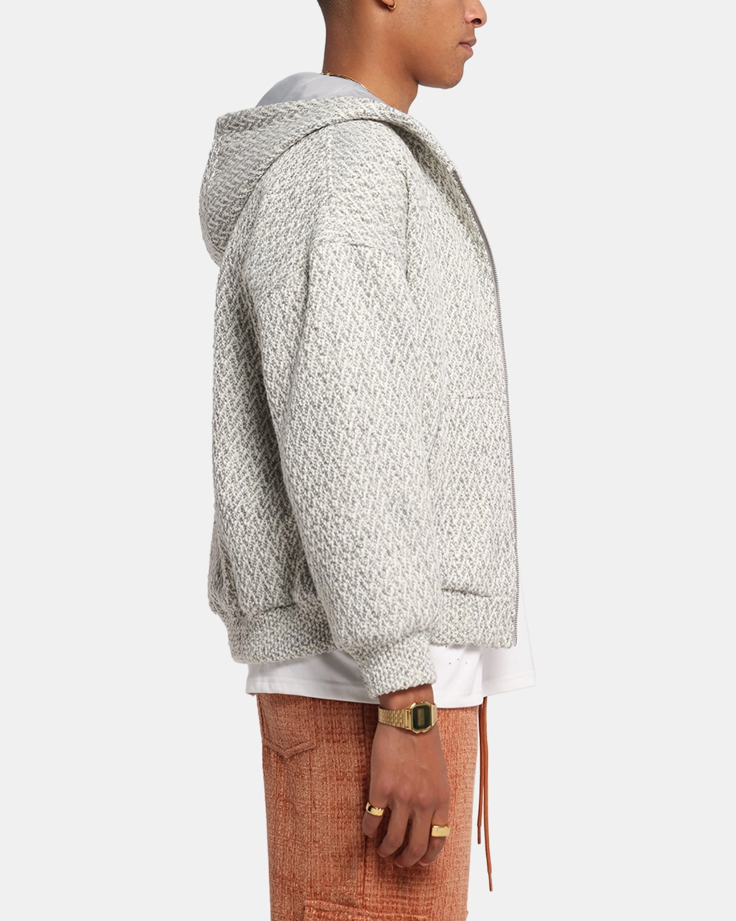 XXIII Boucle Tweed Zip Hoodie Grey Marle Performance Wear