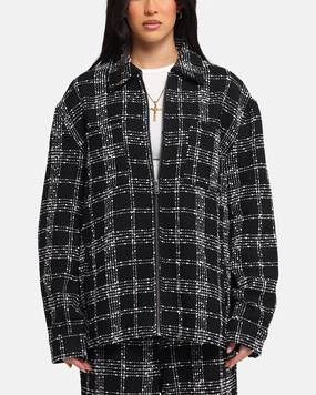 XXIII Boucle Tweed Zip Jacket Black/White AntiPilling Surface Finish