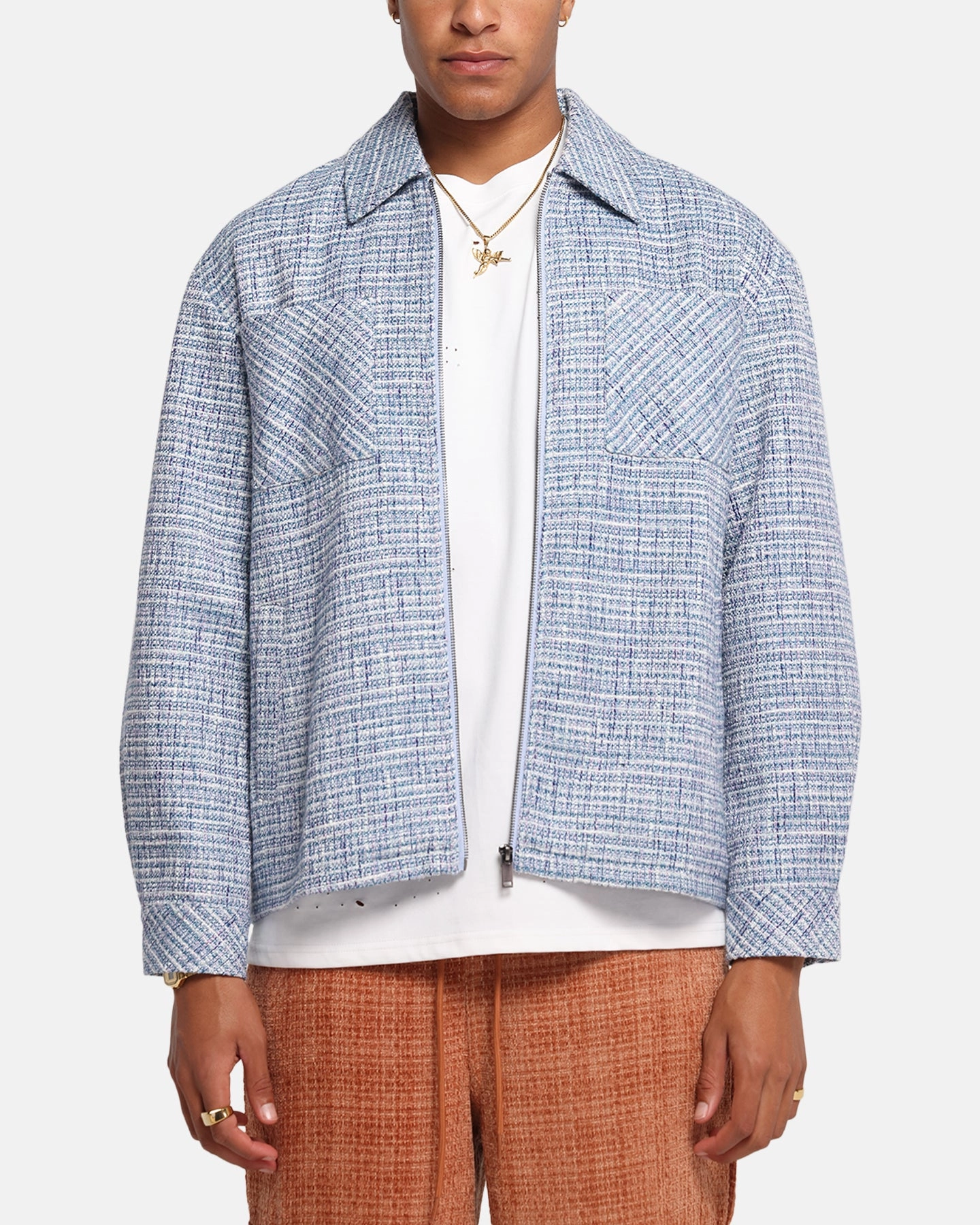 Soft Touch XXIII Boucle Tweed Zip Jacket Teal/Blue/Purple