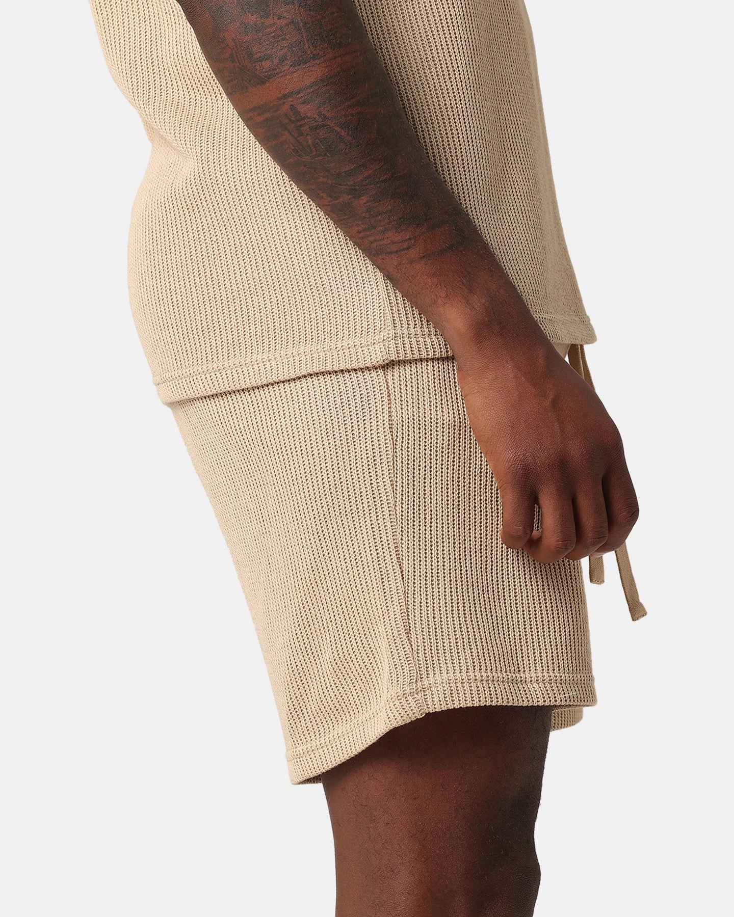 Flexible Stretch Waist music event look XXIII Broad Knit Shorts Tan