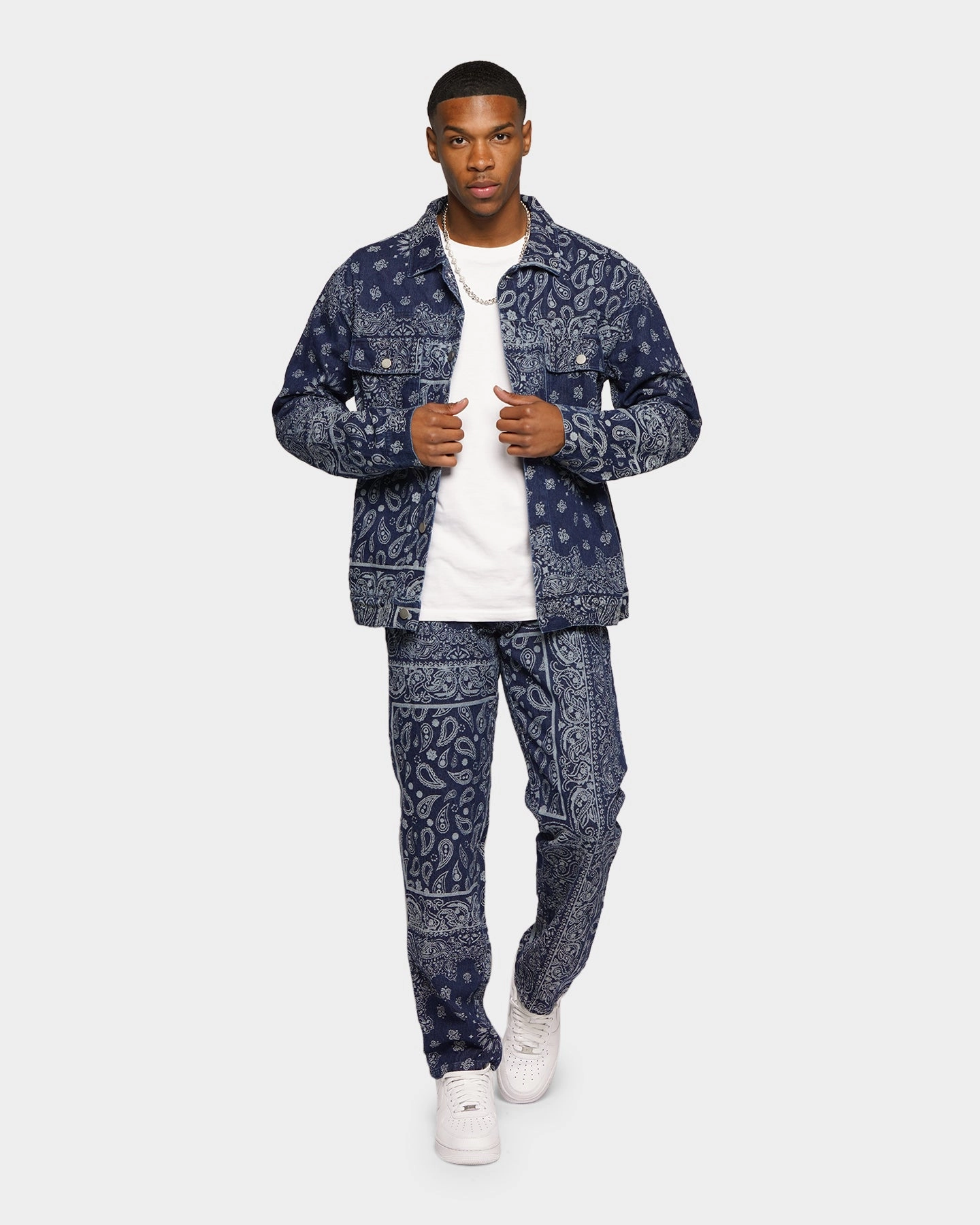 Debit XXIII Cashel Paisley Denim Jacket Blue