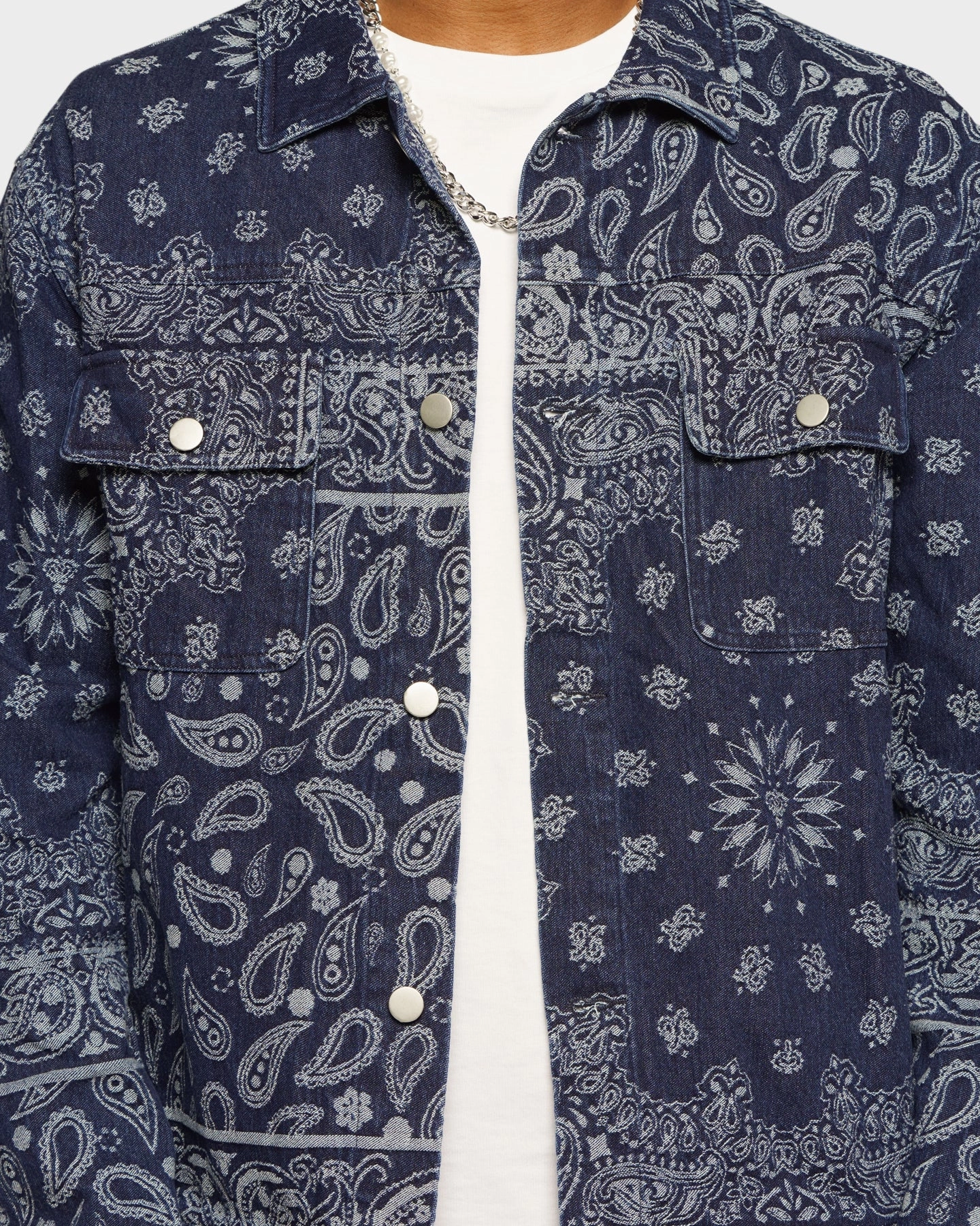XXIII Cashel Paisley Denim Jacket Blue Shaving-cream