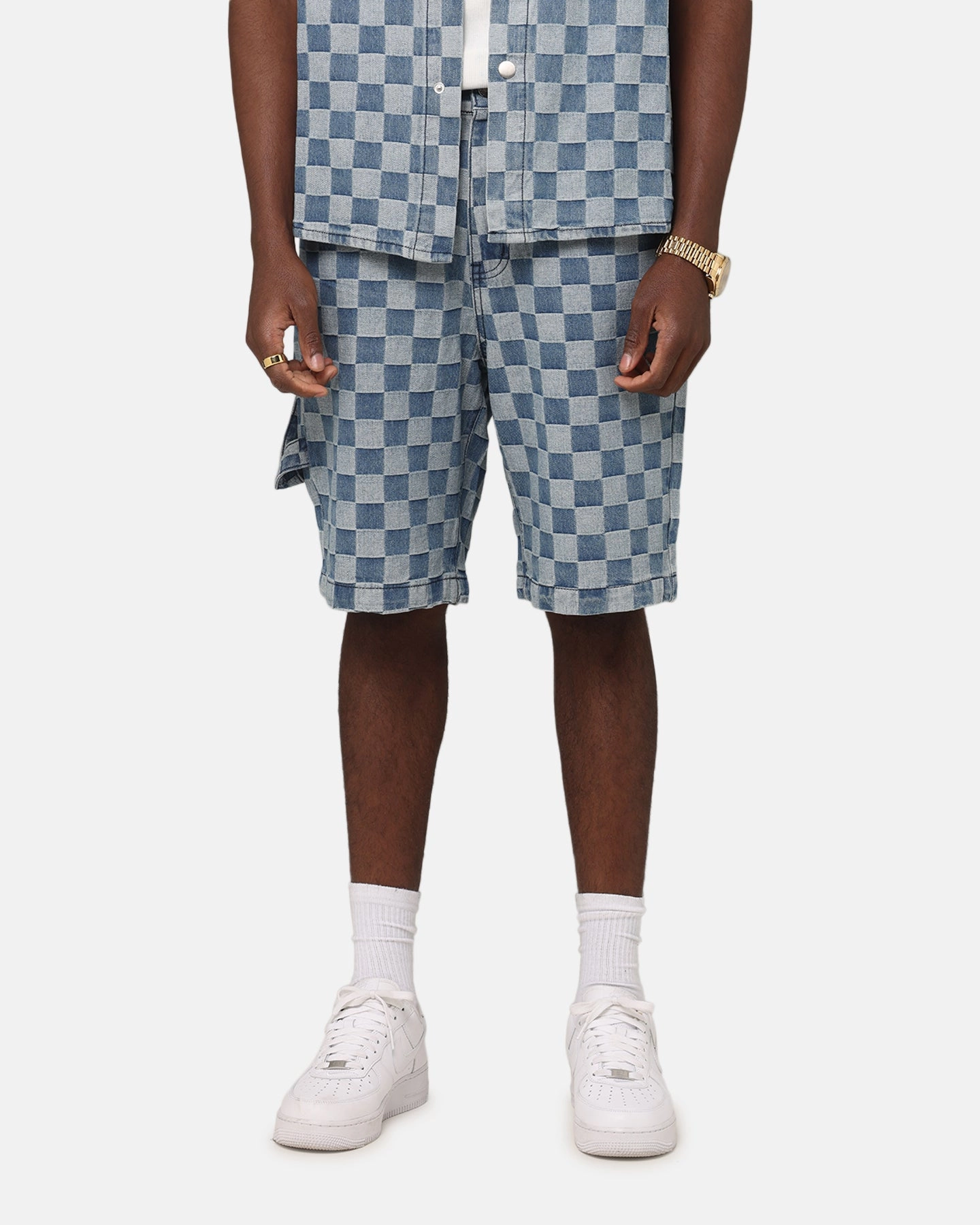 Luxury Feel camping clothing XXIII Checker Board Jort Blue
