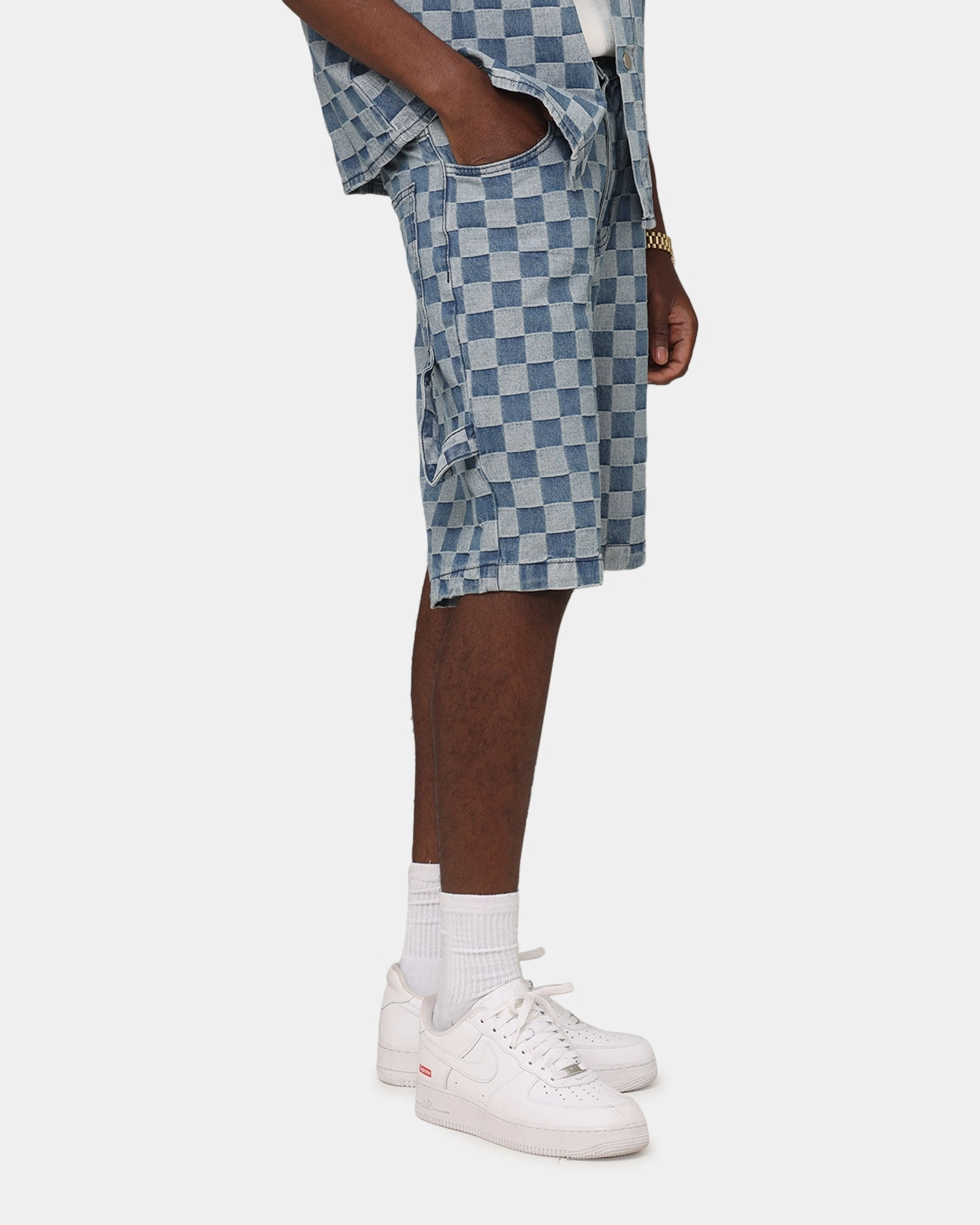 Fun Design XXIII Checker Board Jort Blue