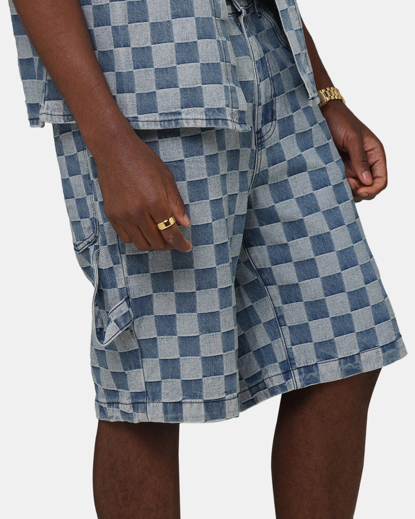 Fade Resistant Dye XXIII Checker Board Jort Blue