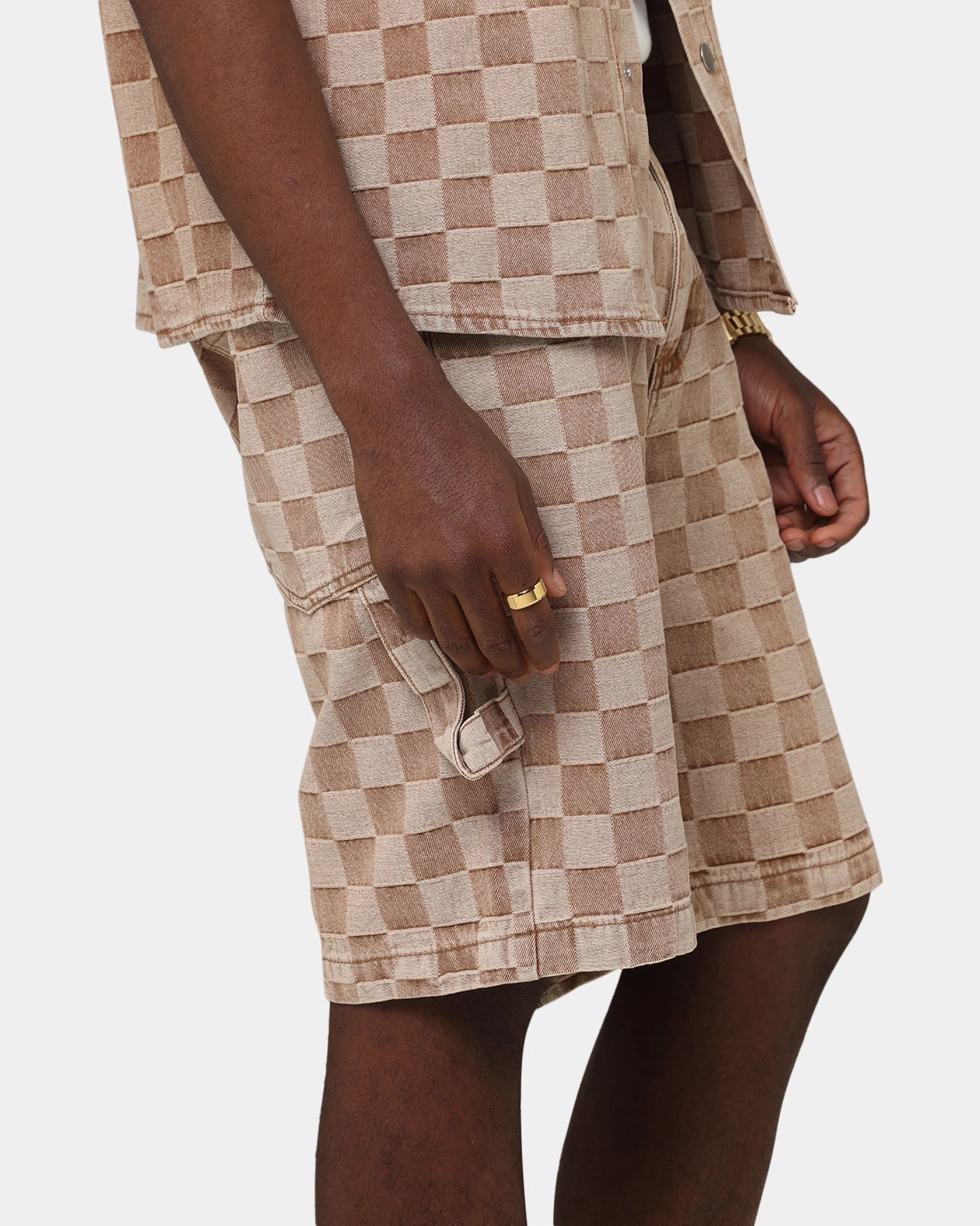 Flexible Mobility Noise Free Fabric XXIII Checker Board Jort Tan