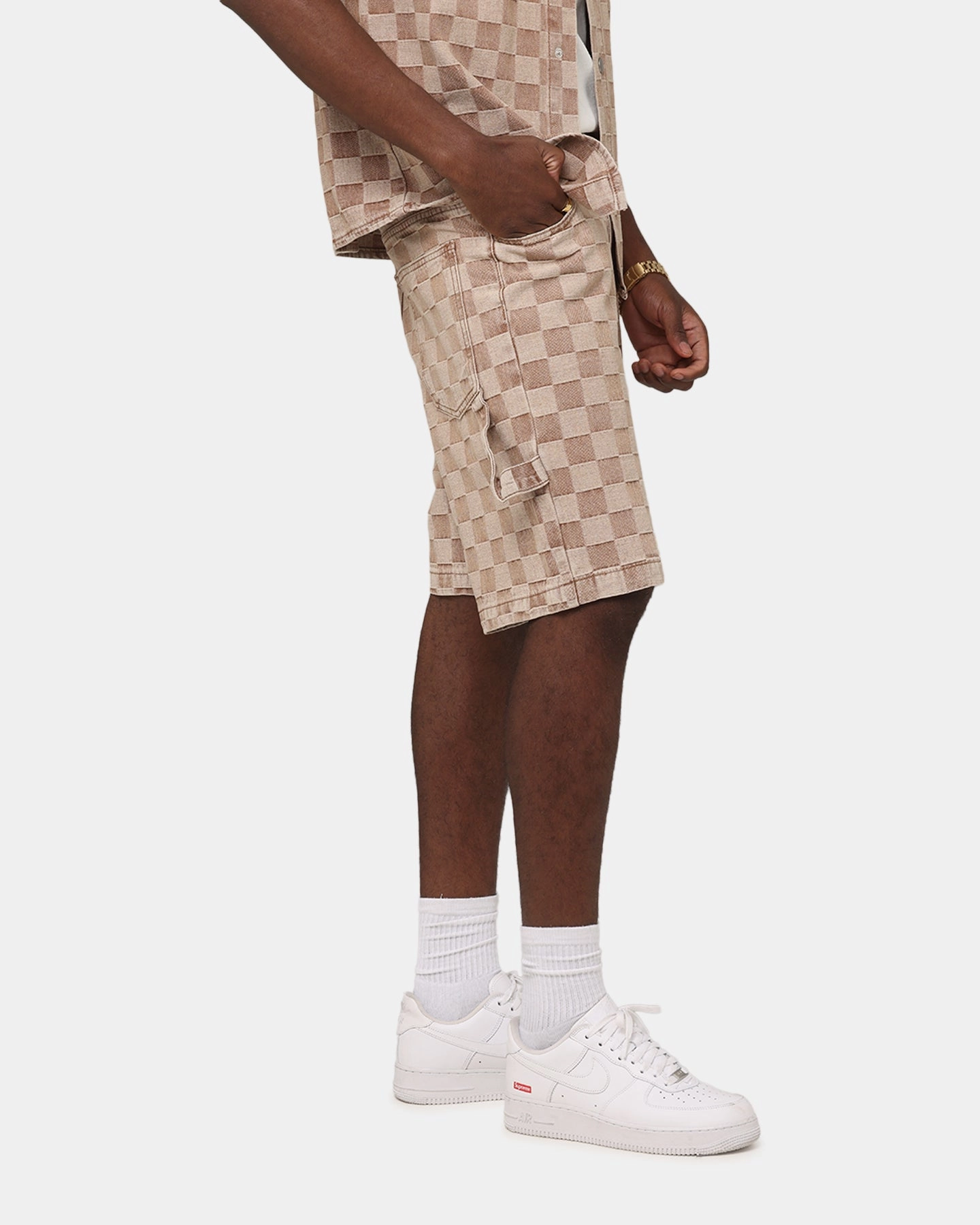 On-the-Go Shorts Casual Clothing XXIII Checker Board Jort Tan